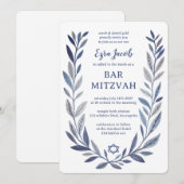 Botanische aquarel Davidster Bar/Bat Mitzvah Kaart (Voorkant / Achterkant)