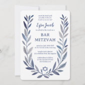 Botanische aquarel Davidster Bar/Bat Mitzvah Kaart (Voorkant)