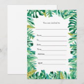 Botanische Aquarel Geschilderde Uitnodiging In te  (Voorkant / Achterkant)