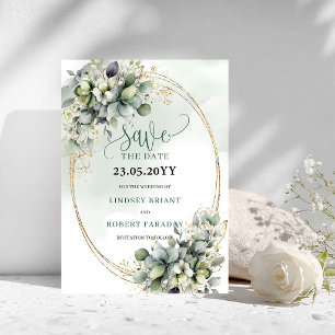 Botanische Aquarel Groen Goud Save The Date