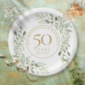 Botanische Aquarel Groene Beplanting 50ste Verjaar Papieren Bordje