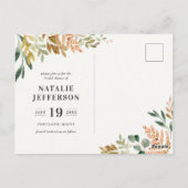 Botanische aquarel groene gouden bruidsdouche briefkaart (Achterkant)