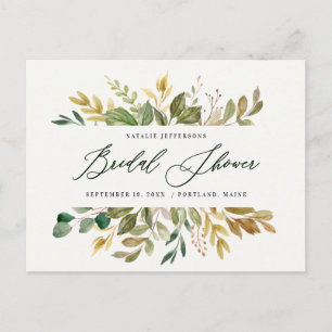 Botanische aquarel groene gouden bruidsdouche briefkaart