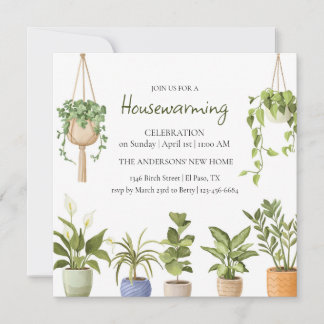 Botanische Aquarel Housewarming Feest Kaart