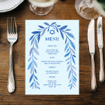 Botanische Aquarel Joods Evenement Bar Mitzvah Menu<br><div class="desc">Perfecte menukaart voor een bat mitzvah, bar mitzvah of andere joodse viering! Handgetekende delicate bladwerk kunst voor jou! VOLLEDIG AANPASBAAR! Klik op “Personaliseer” hierboven om de tekst aan te passen. Klik op "bewerk met behulp van ontwerpprogramma" om de lettertypen, kleuren en plaatsingen aan te passen en om tekst aan de...</div>