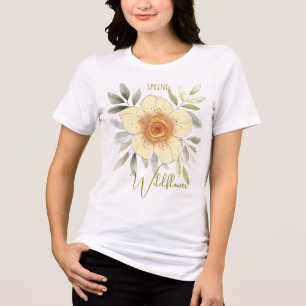 Botanische Aquarel Lente Wilde Bloem Custom Tri-Blend Shirt