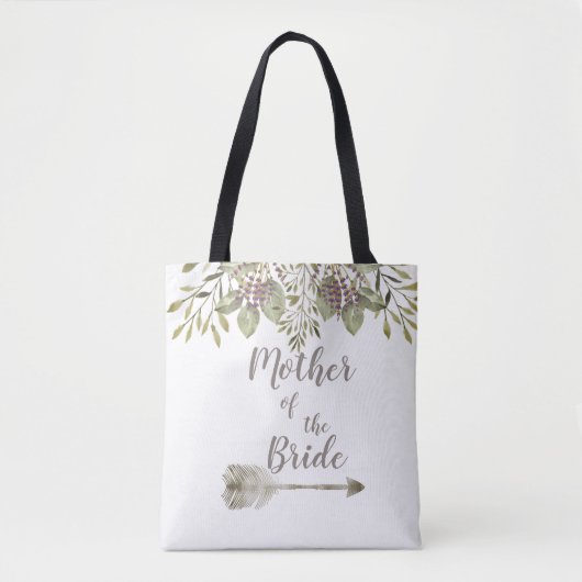 Botanische Aquarel Moeder van de Bruid Boodschappe Tote Bag (Voorkant)
