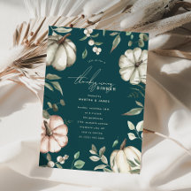 Botanische Aquarel Pompoen Thanksgiving Diner