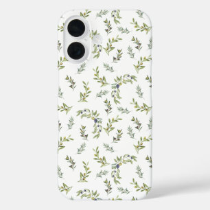 Botanische Aquarel Saliegroen Olijfpatroon iPhone 16 Hoesje