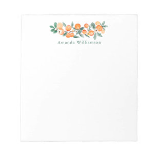 Botanische Aquarel Sinaasappel Gepersonaliseerde N Notitieblok