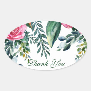 Botanische Aquarel Vintage Bloem Bladeren Favoriet Ovale Sticker