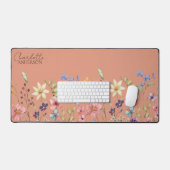 Botanische Aquarel Wilde Bloemen Perzik Bureaumat (Keyboard & Muis)