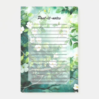 Botanische aquarel witte bloesems groene bladeren post-it® notes