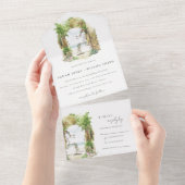 Botanische Arch Sand Beach Seascape Weddenschap All In One Uitnodiging (Afscheurbaar)