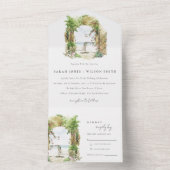 Botanische Arch Sand Beach Seascape Weddenschap All In One Uitnodiging (Binnen)