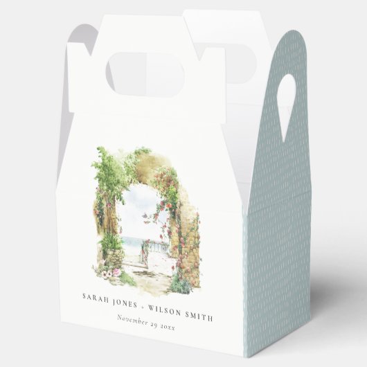 Botanische Arch Sand Beach Seascape Weddenschap Bedankdoosjes (Geopend)
