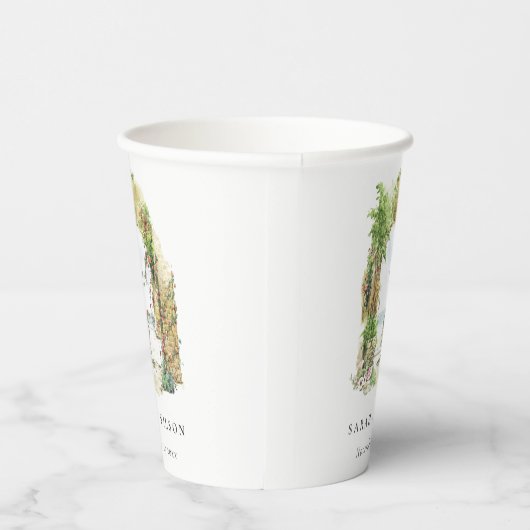 Botanische Arch Sand Beach Seascape Weddenschap Papieren Bekers (Rechts)