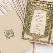  botanische art nouveau bruiloft kaart