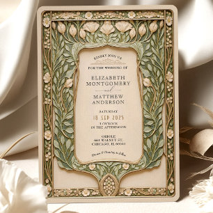  botanische art nouveau bruiloft kaart