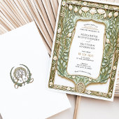 botanische art nouveau bruiloft kaart