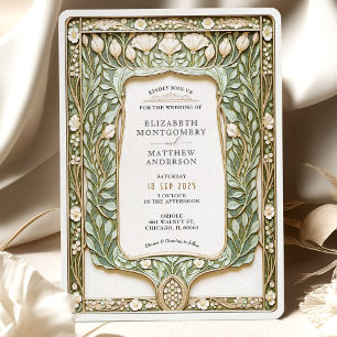 botanische art nouveau bruiloft kaart