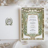 botanische art nouveau bruiloft kaart