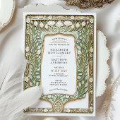botanische art nouveau bruiloft kaart