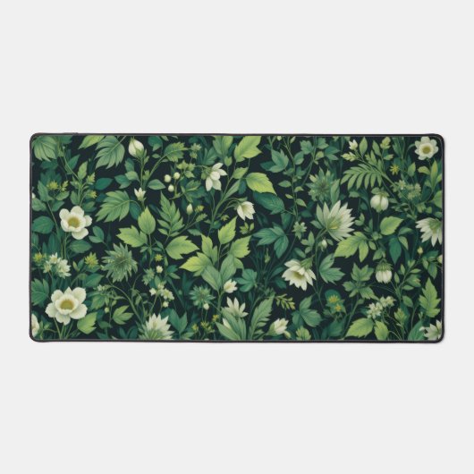 Botanische Art Nouveau Desk Mat - Sage Green Flora (Voorkant)