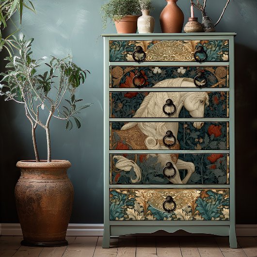 Botanische Art Nouveau Eenhoorn Tissuepapier