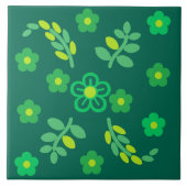 Botanische Art Nouveau (Muurdecoratie) Smaragdgroe Tegeltje (Voorkant)
