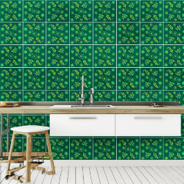 Botanische Art Nouveau (Muurdecoratie) Smaragdgroe Tegeltje