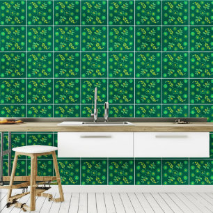 Botanische Art Nouveau (Muurdecoratie) Smaragdgroe Tegeltje