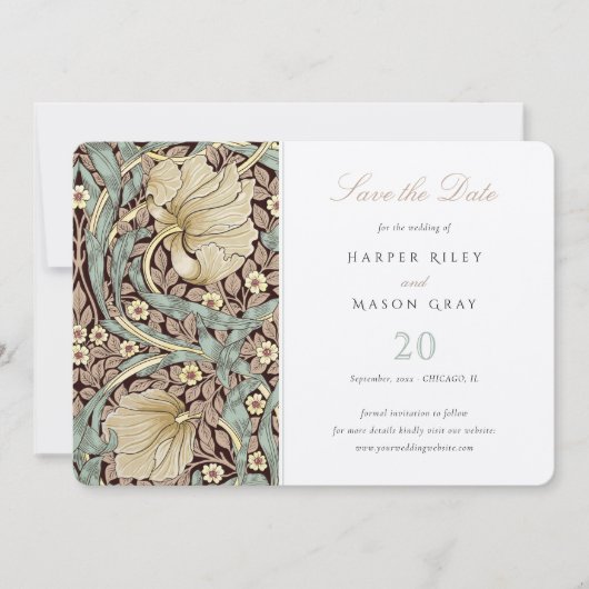 Botanische Art Nouveau 'Save the Date' Bruiloft Ka Kaart (Voorkant)