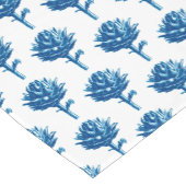 Botanische Artichoke Print, Indigoblauw en wit Korte Tafelloper (Hoek)