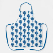 Botanische Artichoke Print, Indigoblauw en wit Schort (Voorkant)