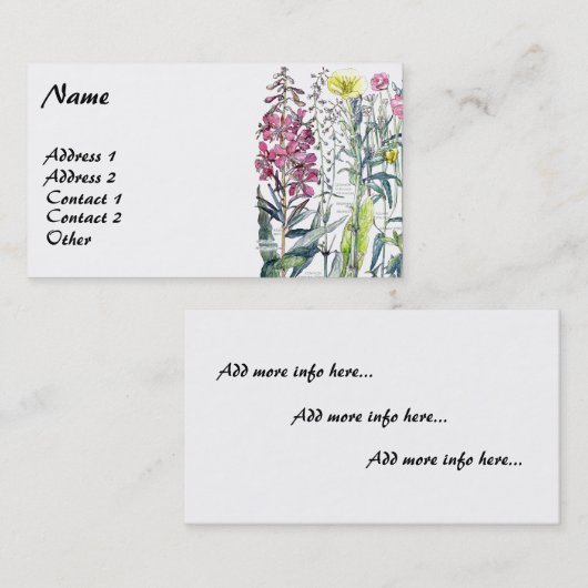  botanische avond Primrose Visitekaartjes (Voorkant / Achterkant)