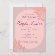 Botanische Baby Girl Douche Uitnodiging