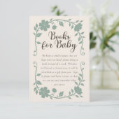Botanische Baby Shower Boek Verzoekkaart Sage Informatiekaartje (Staand voorkant)