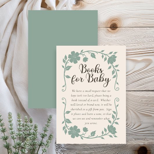 Botanische Baby Shower Boek Verzoekkaart Sage Informatiekaartje