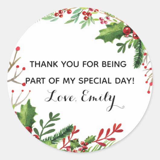 Botanische baby shower cadeau gunstiklabel ronde sticker (Voorkant)