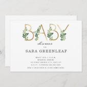 Botanische Baby shower Kaart (Voorkant / Achterkant)