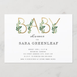 Botanische Baby shower Kaart