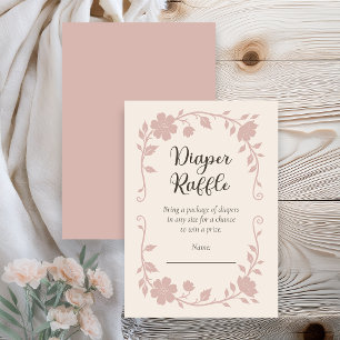 Botanische Baby Shower Luier Raffle Blush Informatiekaartje