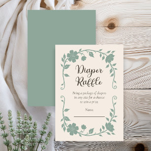 Botanische Baby Shower Luier Raffle Salie Informatiekaartje