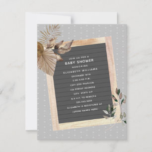 Botanische Baby shower met karton Kaart