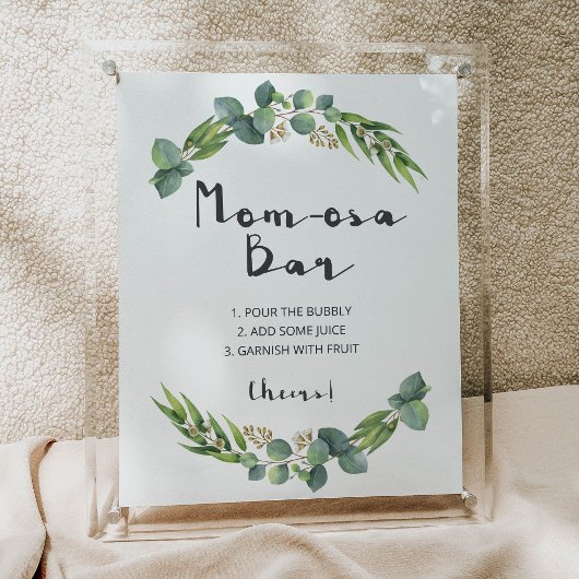 Botanische Baby shower Momosa Bar Poster