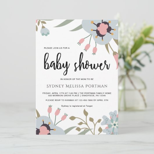  Botanische Baby shower Uitnodiging (Staand voorkant)