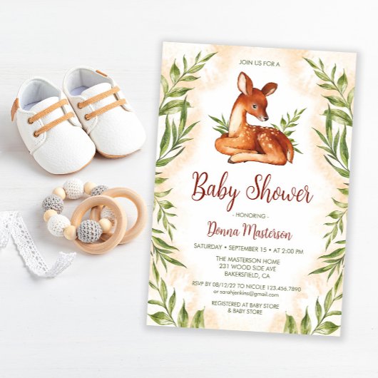 Botanische Baby shower van de Waterverf van de kla Kaart