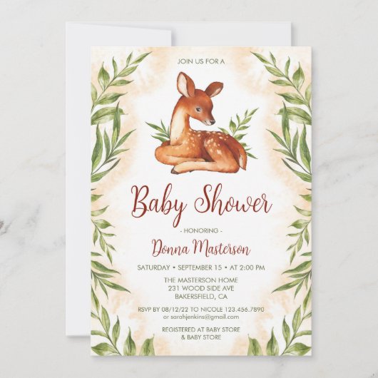 Botanische Baby shower van de Waterverf van de kla Kaart (Voorkant)