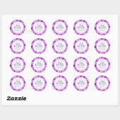 Botanische badbom paarse driekleurig viooltje bloe ronde sticker (Vel)